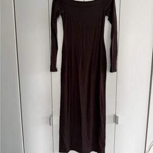 Reformation Chocolate Long Sleeve Dress